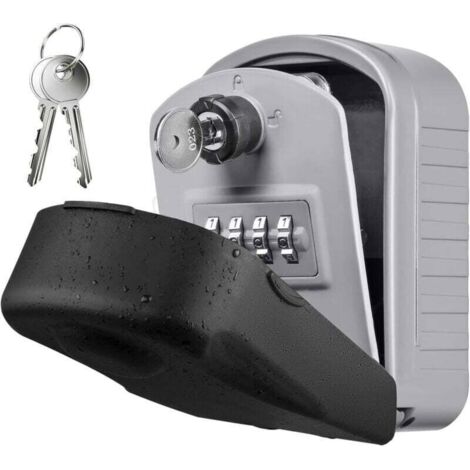 UlisemBoîte à Clé Sécurisée [Nouvelle Génération] Grand Coffre a Clef Exterieur avec 4 Code & Clés d'urgence étanche (Argent) (1/4)