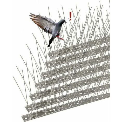 Pic Anti-Pigeon en Acier Inoxydable 3.5 Mètres, Pack de 14 Pique Anti-Oiseaux pour Effrayer Pigeons, Corbeaux, Moineaux, Chats - Répulsif Oiseaux Respectueux des Animaux (1/4)