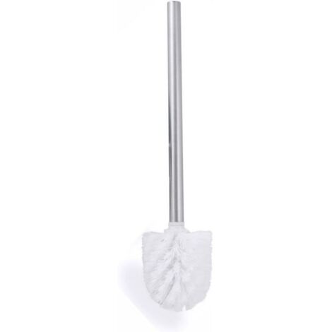 Ulisem Brosse WC chromée avec long manche en métal antidérapant et poils en plastique résistants, nettoyage en profondeur, effet antiadhésif, durable, 35 cm, blanche (1/4)