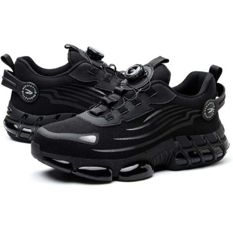 Chaussures de sécurité de travail anti-écrasement et anti-perforation, chaussures de sécurité à lacets à boucle rotative, chaussures de sécurité tissées volantes respirantes, chaussures de sport de sé (1/4)