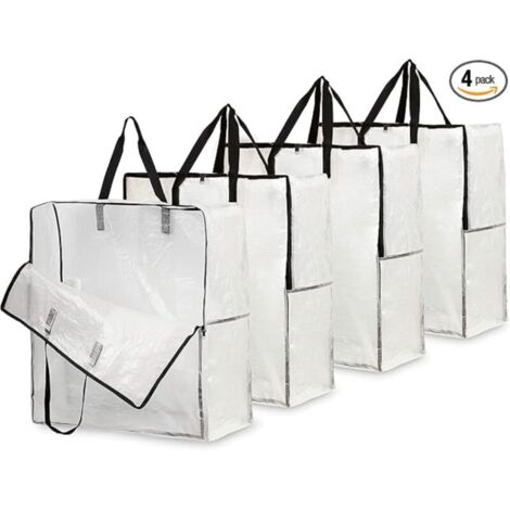 Ulisem Sacs à linge , très résistants, pour ranger vêtements, literie et couettes dans le garage, le grenier ou sous le lit, lot de 4 (1/5)