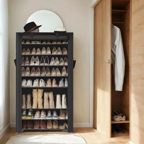 UlisemÉtagère à Chaussures 9 Niveaux, Armoire de Rangement, avec Couvercle Anti-Poussière, peut Contenir 40 à 50 Paires de Chaussures (1/4)