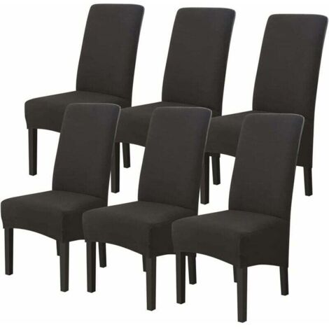UlisemHousses de Chaises 6 pièces Grand Taille Noir,Housses pour Chaises de Salle a Manger Universelle, Couverture Couvre de Chaise Salon Moderne pour Mariage Reunion (1/4)