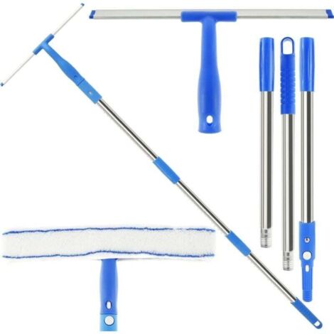 UlisemNettoyeur de vitres professionnel, ensemble de brosses rotatives et de récureuses avec outils de nettoyage de vitres amovibles, 120 cm, en acier inoxydable pour les fenêtres (1/4)