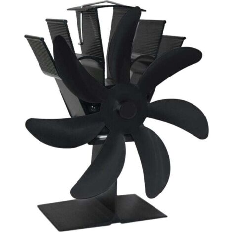 Ulisem Ventilateur de cheminée économique, 7 ventilateurs de circulation pour bûches, brûleur à bois chaud pour une distribution efficace de la chaleur, bûches/bois de chauffage/granulés, noir (1/4)
