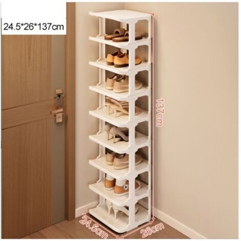 UlisemÉtagère à chaussures à 9 niveaux pour un rangement peu encombrant dans le couloir et la chambre - Empilable et élégante en Blanc (1/4)