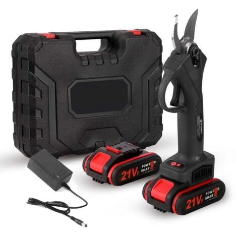 UlisemSécateur électrique sans fil 21 V, outil d'élagage à haut rendement pour bonsaïs, outils d'aménagement paysager, deux batteries et un chargeur, noir (1/4)