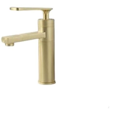 Ulisem Robinet de lavabo de salle de bain en laiton brossé or mitigeur évier robinet mitigeur d'eau froide et chaude robinet (1/4)