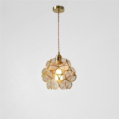Ulisem Suspension nordique moderne en cuivre et verre, luminaire décoratif créatif, réglable, culot E27, pour salle à manger, chambre à coucher, chevet, salon, cuisine (transparent) (1/4)