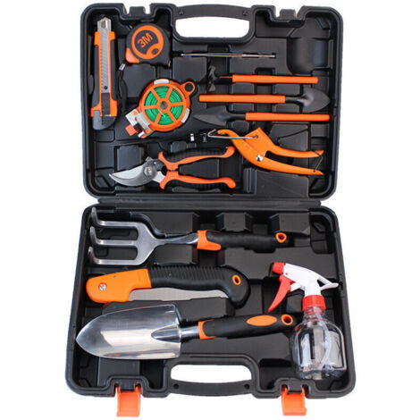 UlisemEnsemble d'outils de jardinage 13 pièces Kit d'outils de jardinage Outils à main d'extérieur avec poignée en caoutchouc antidérapante comprenant des sécateurs en acier inoxydable, des ciseaux (1/3)