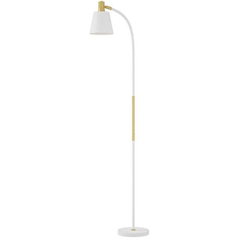 Lampadaire d'intérieur Lampadaire de salon réglable en hauteur 127-160 cm avec interrupteur, douille E27, blanc (1/4)