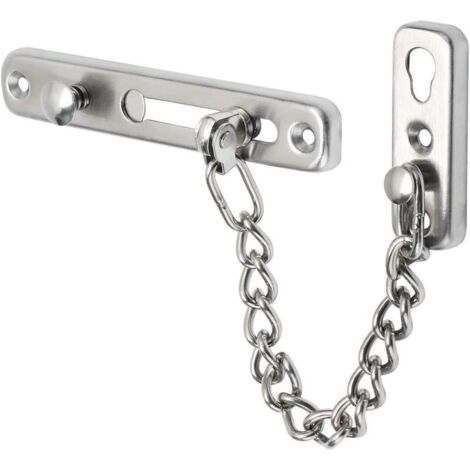 Chaîne de sécurité en acier inoxydable 304, chaîne de verrouillage robuste pour porte de sécurité, chaîne de porte antivol avec bouton à ressort, vis incluses (1/5)