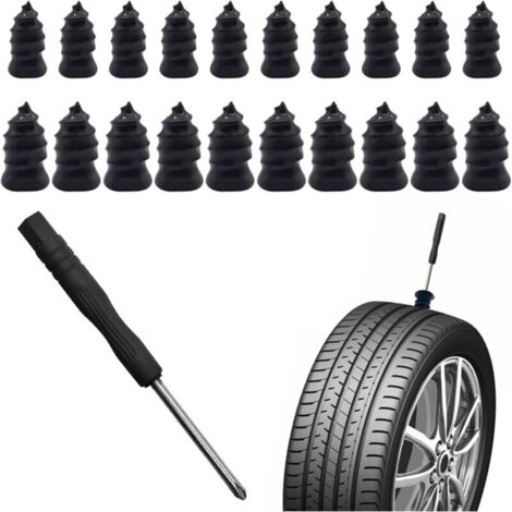21 Pcs Tubeless Tire Puncture Repair Kit reparation pneu voiturewith Mushroom Avec tournevis,kit anti crevaison voiture Plug for Tyre Punctures and Flats on Cars,Motorcycles,Trucks Tractors (1/5)