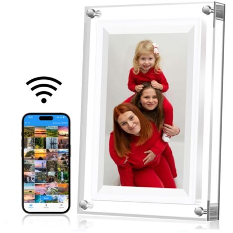 Cadre Photo numérique Wi-FI de 7 ", IPS 1024 x 600, Blanc 8G, partagez des Photos ou des vidéos Via l'application AlbumLink Prise en charge de l'application IOS/Android (1/5)