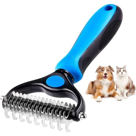 Brosse à poils d'animaux, outils d'épilation double face, brosses de toilettage pour animaux de compagnie - Bleu (1/5)