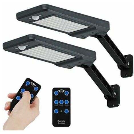 Ulisem 60 LED Lampes Solaires Extérieur Etanche IP65, Applique Murale Led Telecommande, Lampe de Sécurité Solaire Sans Fil pour Jardin, Garage, Cour, Escalier, Patio, 2 Packs (1/5)