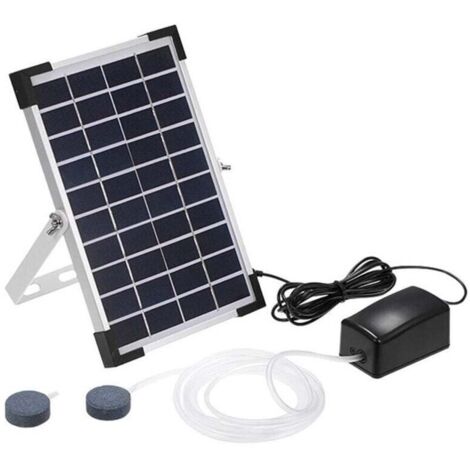 UlisemKit De Pompe à Air à énergie Solaire, Panneau Solaire De 5 W, Pompe à Air, Tuyaux d'air Et Pierres D'aération pour Bassin De Pêche De Jardin (1/4)