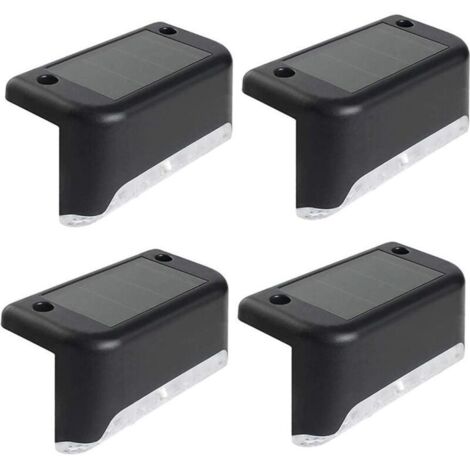 Lot de 4 lampes solaires à LED pour terrasse, jardin, allée, escaliers, clôture, étanches IP65 (1/5)