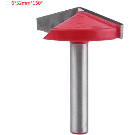 Fraise à rainurer, Fraise en carbure de tungstène en V pour la gravure CNC, Outil à bois pour fraise en bout avec queue de 6mm (tige de 6mm, 32mm de large, 150 degrés) (1/2)