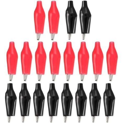20 Pièces de Pinces Alligator, Pinces Crocodile Isolées, Pinces de Câble de Démarrage pour Voiture, Pinces Crocodile en Cuivre pour Les Tests Électriques (Rouge et Noir) (1/5)