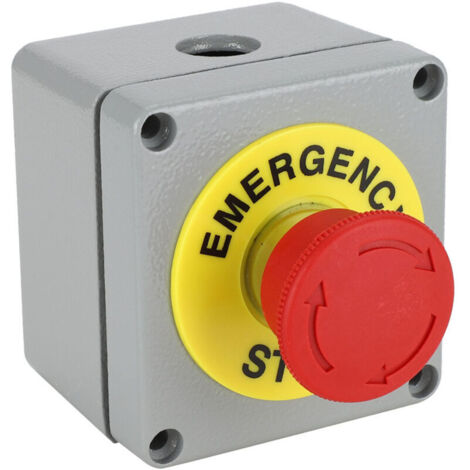 Bouton d'arrêt d'urgence composable, Résistant Aux RFI IP66 Étanche en Aluminium Panneau Rouge Interrupteur à Bouton-Poussoir d'Arrêt d'urgence (1/5)