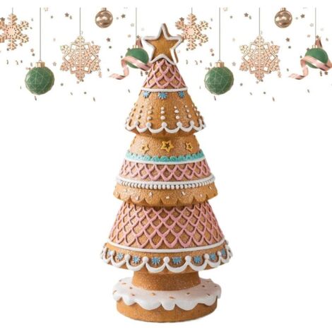 Arbre de table en pain d'épices, centre de table de Noël - Décoration en résine pour étagère, cheminée, table de fête, décoration saisonnière (1/5)