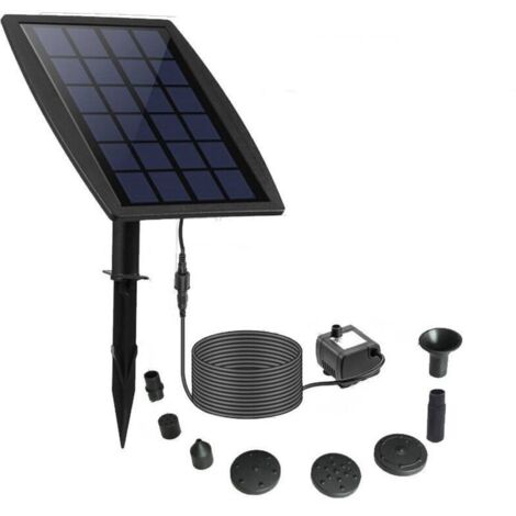 Fontaine Solaire, DIY 2.5W Solaire Flottant Extérieur Fontaine, Nouveau Pompe Bassin Solaire avec 8 Buses & 3M Câble Solar Fountain pour Bain d'oiseaux Aquarium Jardin (1/5)