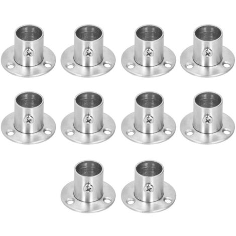 Lot de 10 supports de bride en acier inoxydable pour penderie, support de tringle à vêtements, support de tube rond (1/5)