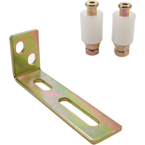 Rouleau de guidage de portail coulissant avec support de poteau en L, support d'assemblage de portail à double rouleau en nylon réglable pour portails roulants coulissants (1/3)