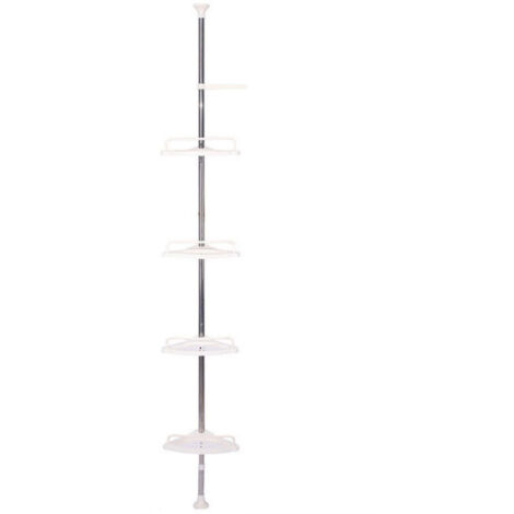 Étagère de douche télescopique 100-320 cm Étagère de douche réglable en hauteur sans perçage Étagère télescopique Étagère d'angle avec 4 paniers (1/5)