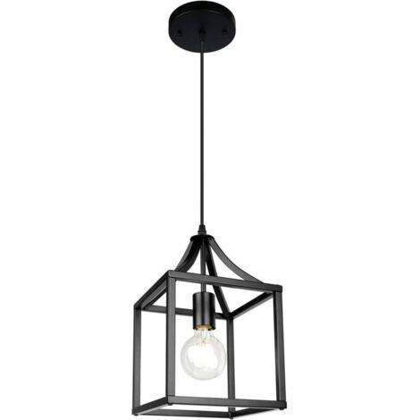 Suspension en métal noir, design à une seule ampoule, convient aux salles à manger, cuisines, îlots, chambres, couloirs, etc., 220V (ampoule non incluse). (1/5)