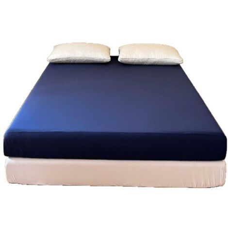 Drap Housse, 150 x 200 x 30 cm,  pour Matelas Épais jusqu'à 30 cm, Bleu Marine (1/5)