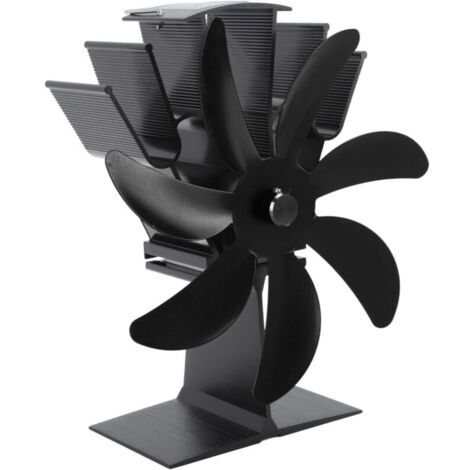 Ventilateur thermoélectrique à 7 pales pour poêle à bois, en alliage d'aluminium (noir) (1/5)