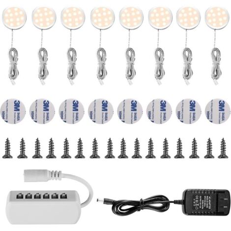 Lampe Sous Meuble LED Eclairage Sous Placard Vitrine Spot Encastrable 16W pour Placard Meuble Cabinet Cuisine Blanc Chaud 3000K (Lot de 8) [Classe énergétique A++]