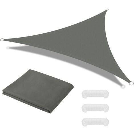 Voile d'ombrage Triangle 6 6 6m, Toile Ombrage avec 3 Corde Libre, Auvent Imperméable UV Protection, Imperméable Toile Ombrages pour Jardin Terrasse Extérieur Patio Piscine Balcon(Gris) (1/5)