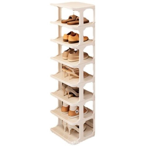 Meuble à chaussures, Petit porte - chaussures en plastique facile sans installation armoire à chaussures - 7 couches pour 8 paires de chaussures (1/3)