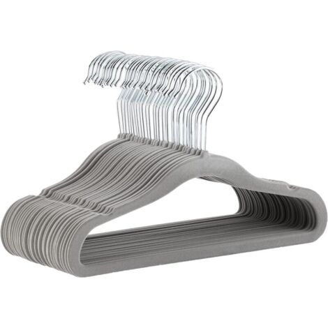 Lot de 30 cintres antidérapants en velours pour enfants et tout-petits, 29 cm, gris (1/5)