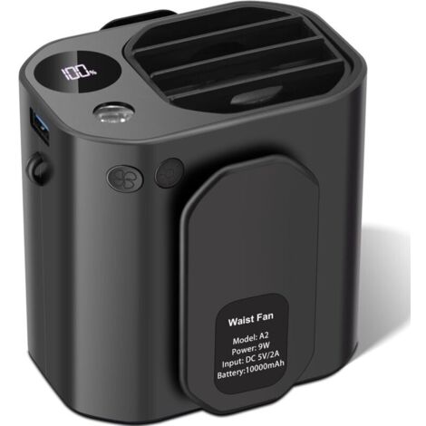 Ventilateur de taille, portable ventilateur à clip avec 3 vitesses, rechargeable fan collier mains libres avec 8000mAh, mini Ventilateur anti-chute pour extérieur,chantier,ferme,voyage,pêche (1/5)