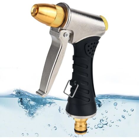 Pistolet d'arrosage,Douche à main de jardin haute pression en métal,Buse d'arrosage 3 fonctions, pour l'arrosage de jardin, le lavage de voiture, la douche d'animaux domestiques (1/5)