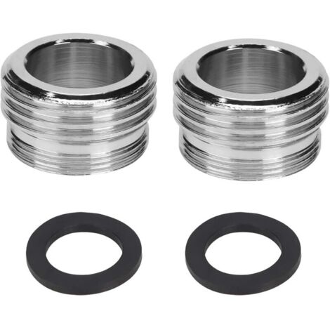 Adaptateur de robinet double filetage M20 vers M22 (lot de 2), adaptateur de raccordement d'eau avec 2 joints en caoutchouc pour robinets de cuisine, économiseur d'eau, filtre à eau, tuyau (1/5)
