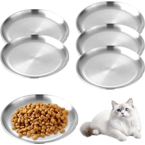 6 Gamelles Plates pour Chat en Acier Inoxydable,14cm/5.5in Gamelle Plate,Facile à Nettoyer,Gamelles Plates Chat Acier Inoxydable pour Hamsters,Lapins,Petits,Chiens et Chats (Couleur Argent) (1/5)