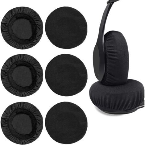 6 Pièces Ecouteur Hygiene Couvre Ecouteurs, Housses de Casque Extensibles Lavables, Housse Casque Audio, Compatible avec Coussinets de 6 à 8 cm, Contre La Saleté, pour Salle de Sport, Jeux (Noir) (1/5)