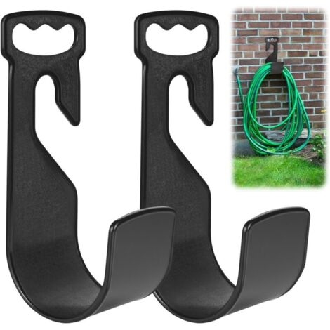 Lot de 2 supports de tuyau d'arrosage avec poignée, crochet de suspension robuste, crochet de tuyau d'arrosage, support mural pour tuyau d'arrosage (1/5)