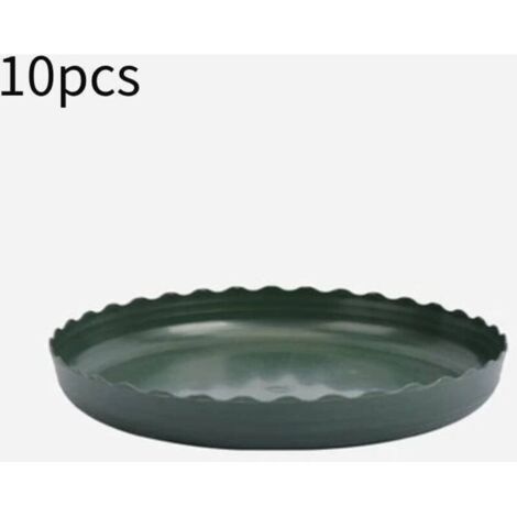 Lot de 10 plateaux ronds en plastique, plateaux pour pots de fleurs, plateaux pour pots de fleurs d'intérieur et d'extérieur, diamètre extérieur 18 cm (1/3)
