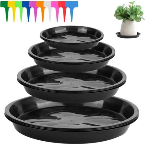 Lot de 16 soucoupes rondes en plastique pour pot de fleurs avec 20 étiquettes pour plantes d'intérieur et d'extérieur (1/5)