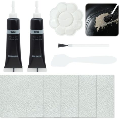 Kit de réparation pour cuir noir - 2 pièces liquide + accessoires (brosses, grattoirs) - Crème de réparation du cuir pour rayures/fissures - Universel pour canapé, sièges de voiture, chaussures (1/5)