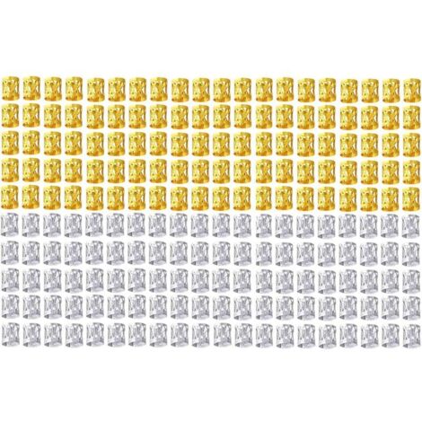 200 Pièces Bijoux Cheveux,Bijoux Cheveux Tresse,Aluminium Anneaux de Tresse de Cheveux pour Cheveux, Bijoux Doré, Anneau, Tresse Africaine, Bague(Or et Argent) (1/5)