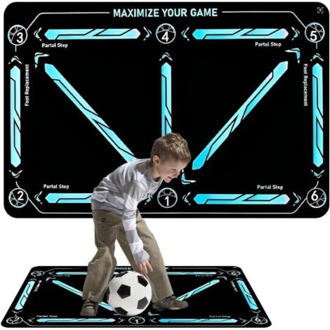 Tapis d'entraînement de Football, 60 x 90 cm Tapis d'entraînement de pas de football, Tapis d'entraînement Football Antidérapant, Accessoires Football Dribble, pour Contrôle du ballon (bleu)