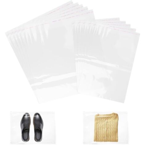 Cellophane Transparent 100 Pièces, Sacs Auto-adhésifs Plastique OPP Sachet pour Biscuits, Bonbons, Noix, Bijoux (30 x 46 cm + 23 x 30 cm) (1/5)