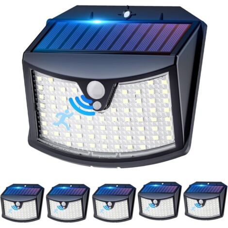 Lampe Solaire Exterieur, 【Lot de 6】 Lumière Solaire Extérieure, 3 Modes IP65 Étanche - Éclairage Extérieur Solaire pour Jardin, Garage, Patio, Lampe Exterieur Murale (1/5)
